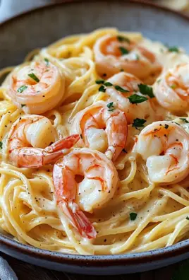 Spaghetti mit Garnelen in Frischkäsesauce