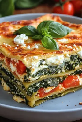 Spinatlasagne mit Feta und Tomaten
