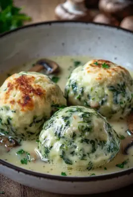 Südtiroler Spinatknödel mit Pilzrahm