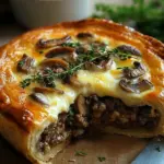 Torte mit Pilzen, Hackfleisch und K&auml;se