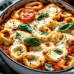 Tortellini-Auflauf mit Tomaten und Mozzarella