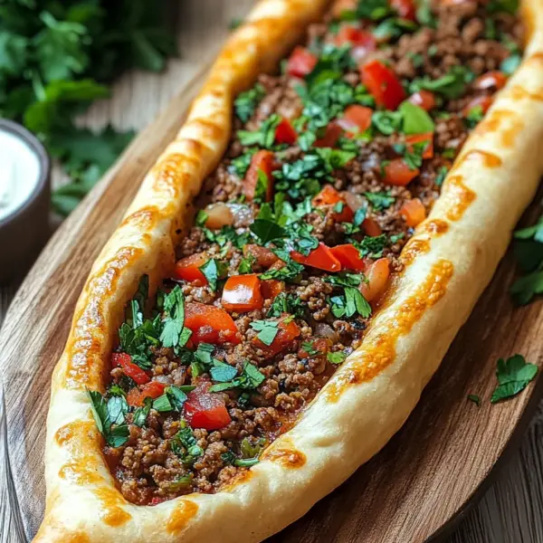 Türkische Pide mit Hackfleisch
