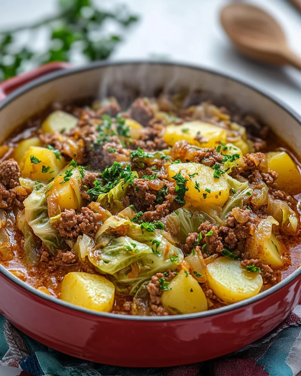 Wirsing-Eintopf mit Hackfleisch und Kartoffeln