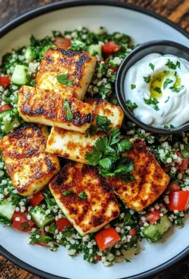 Würziger Halloumi mit Tabbouleh und Minzjoghurt