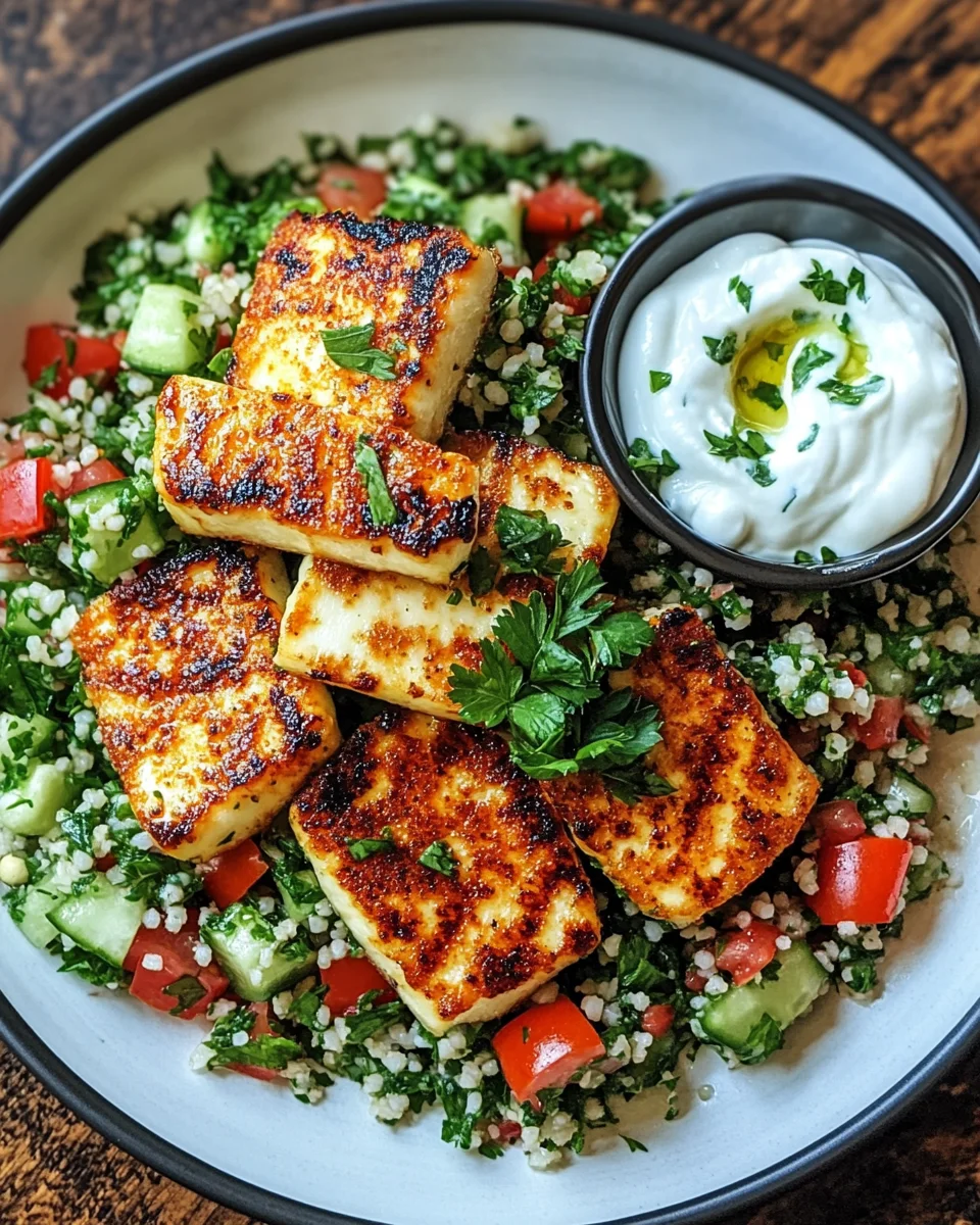 Würziger Halloumi mit Tabbouleh und Minzjoghurt 24 Würziger Halloumi mit Tabbouleh und Minzjoghurt