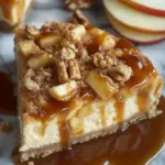 Apfel-Cheesecake mit Walnuss-Streuseln und Karamellsauce