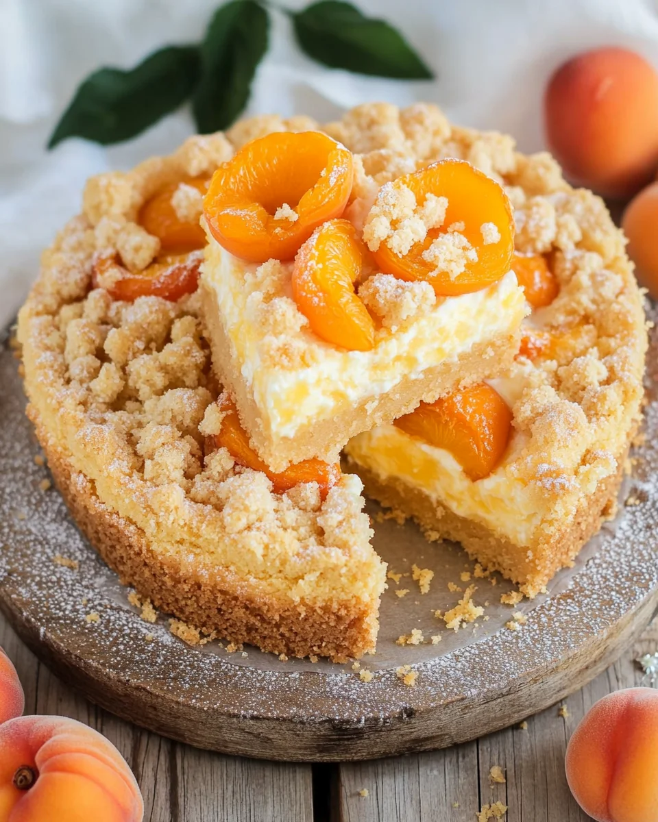 Aprikosenkuchen mit Quark und Streuseln