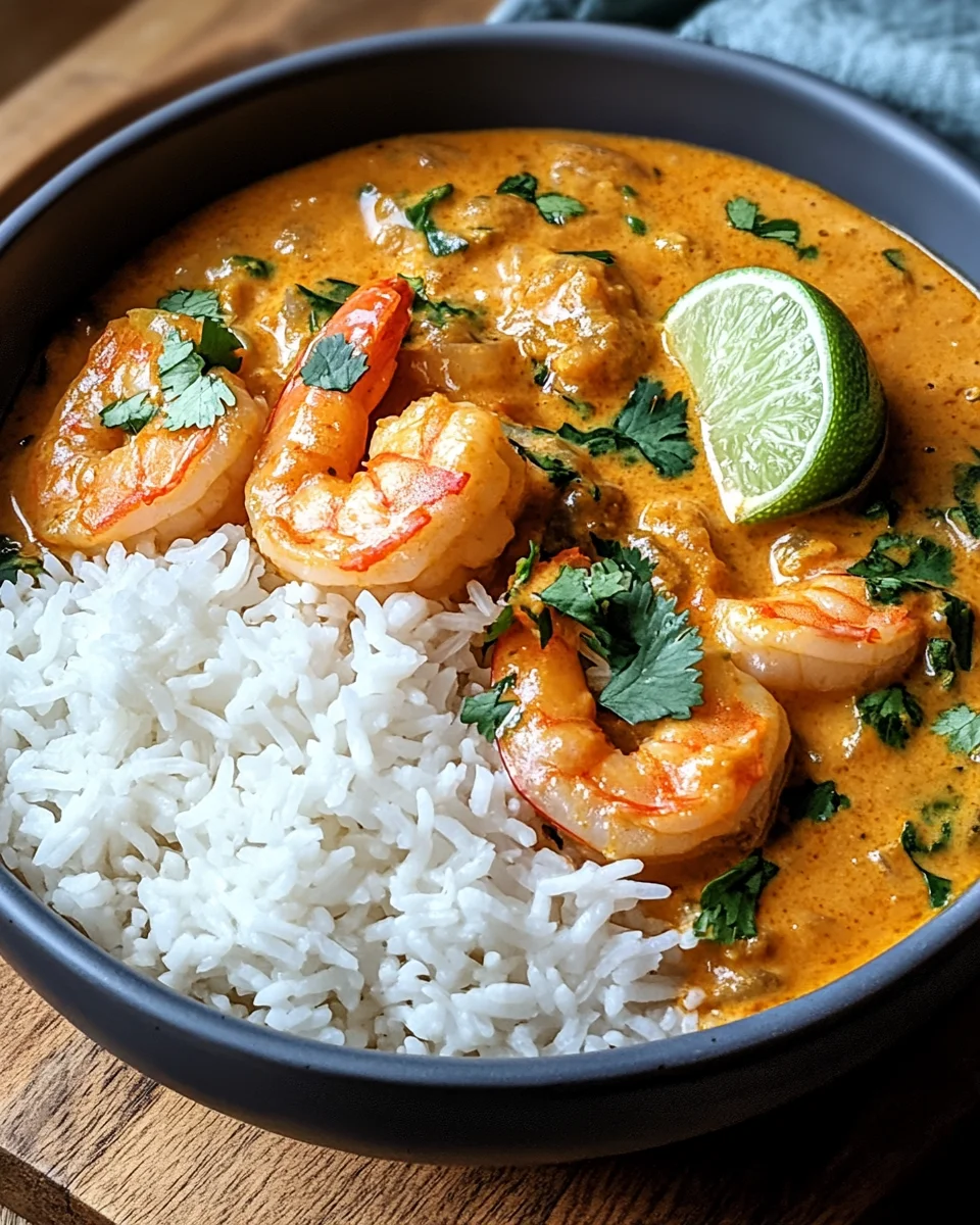 Aromatisches Garnelen Curry mit Kokosmilch und Reis 25 Aromatisches