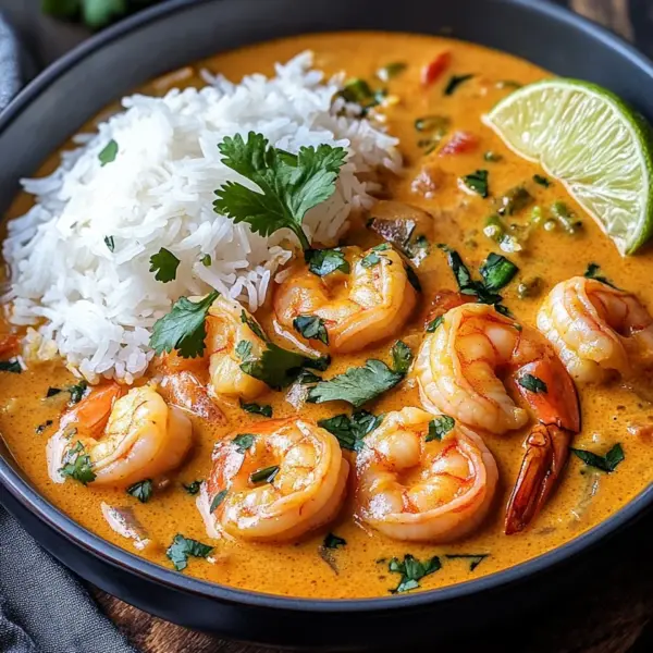 Aromatisches Garnelen Curry mit Kokosmilch und Reis