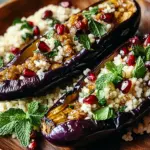 Auberginen mit Dattel-Mandel-Couscous und Minze