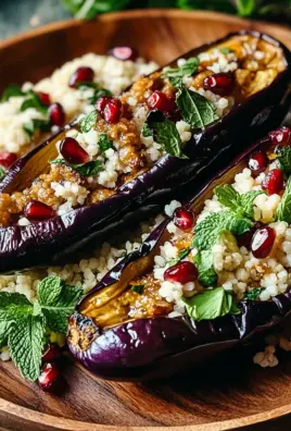 Auberginen mit Dattel-Mandel-Couscous und Minze