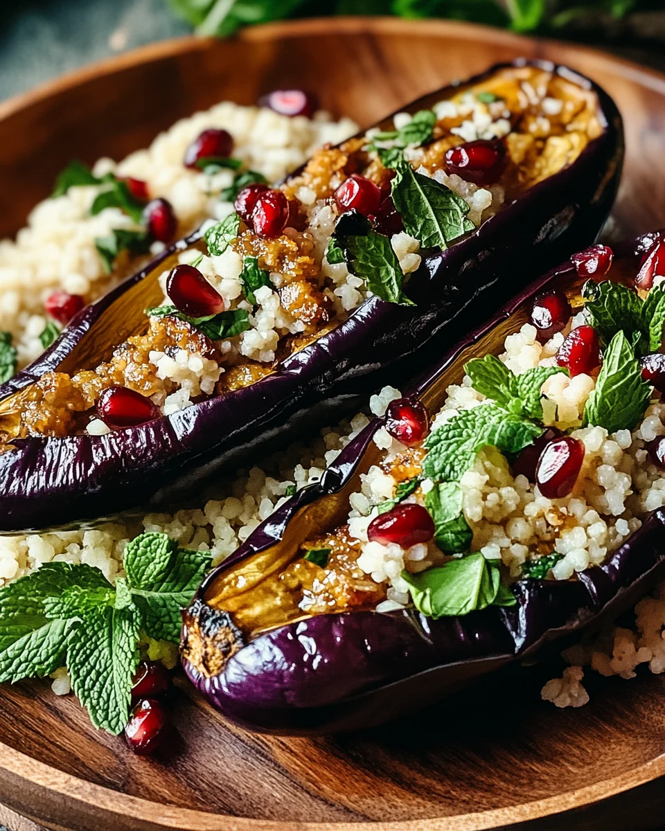 Auberginen mit Dattel-Mandel-Couscous und Minze 22 Auberginen mit Dattel-Mandel-Couscous und Minze