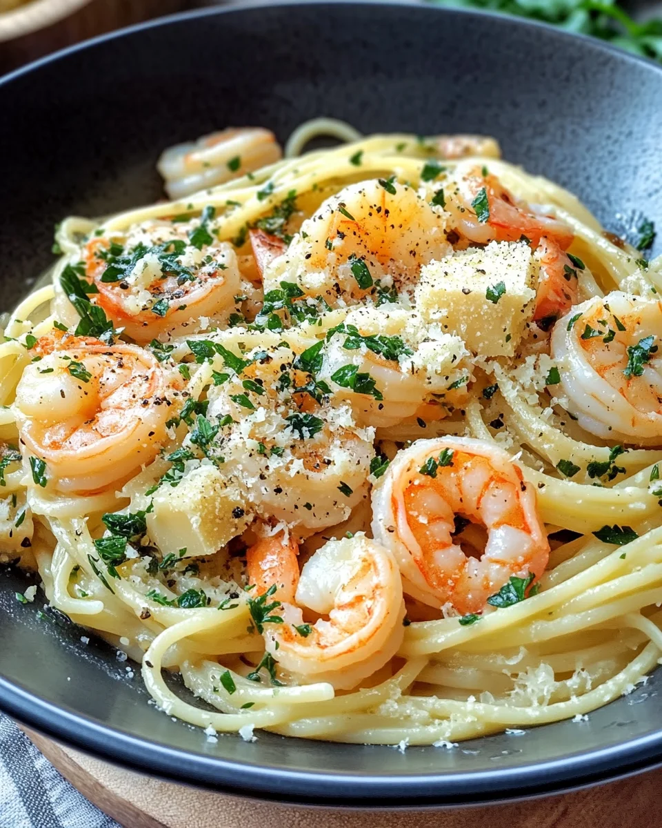 Garnelen Pasta mit Kräuterbutter und Knoblauch 20 Garnelen