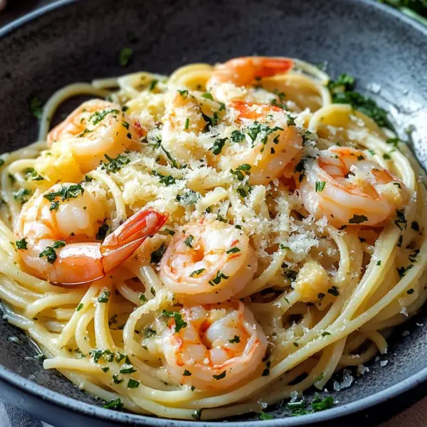 Garnelen Pasta mit Kräuterbutter und Knoblauch