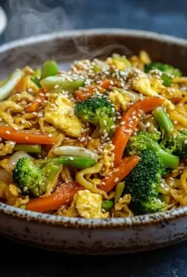 Gebratene Nudeln mit Gemüse und Ei - asiatisch
