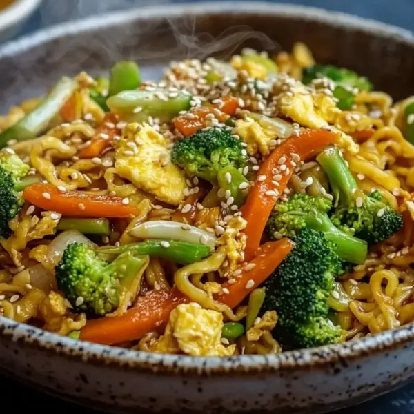 Gebratene Nudeln mit Gemüse und Ei - asiatisch