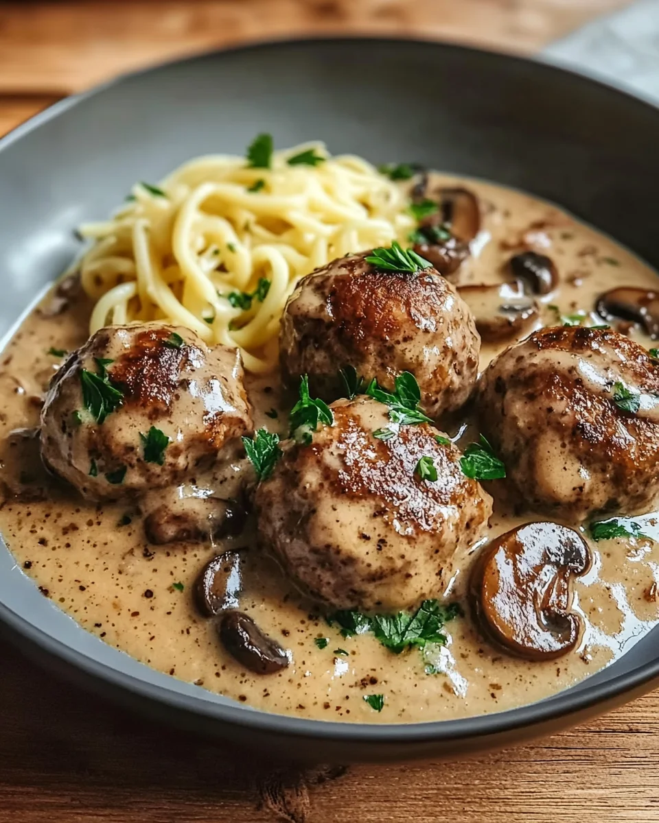 Hackbällchen in Champignon-Rahmsoße 18 Hackbällchen