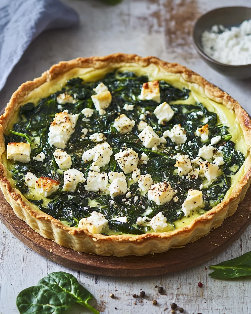 Herzhafte Quiche mit Spinat und Feta