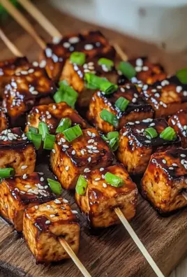 Knoblauch-Soja-Glasierte Tofu-Spieße