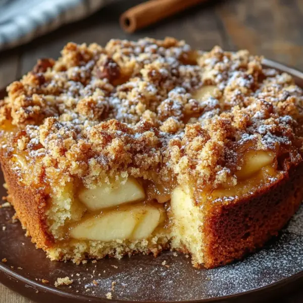 Marmorierter Apfel-Streuselkuchen mit Zimt und Nüssen