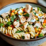 Nudel-H&auml;hnchensalat mit Fr&uuml;hlingszwiebeln