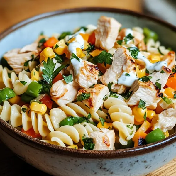 Nudel-Hähnchensalat mit Frühlingszwiebeln