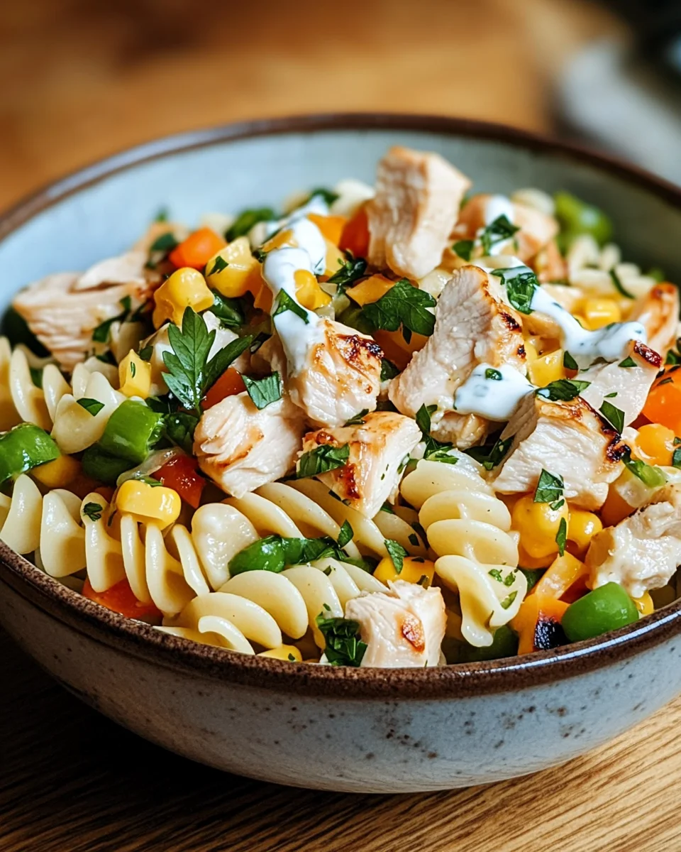 Nudel-Hähnchensalat mit Frühlingszwiebeln