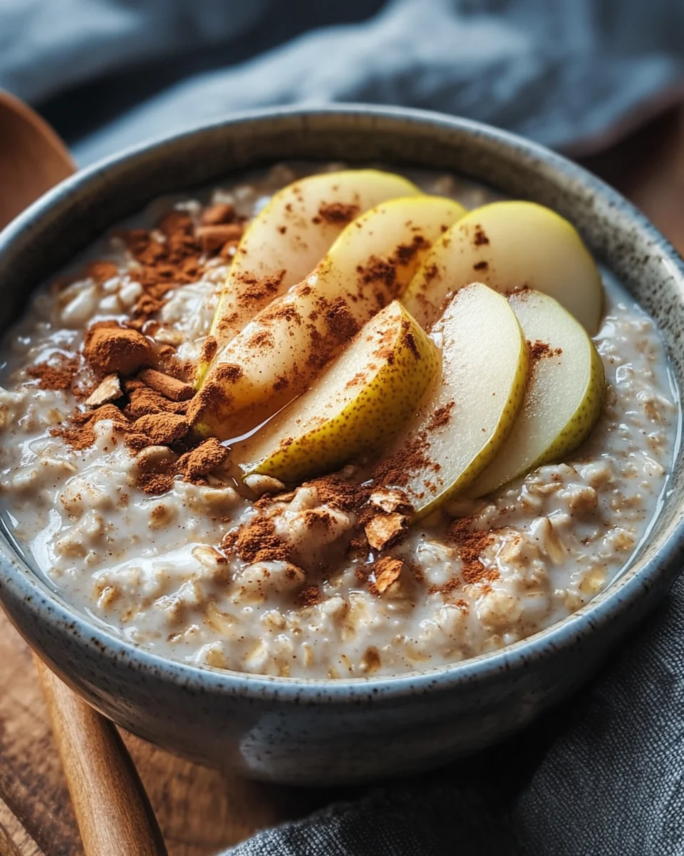 Overnight Oats with Cinnamon and Pear