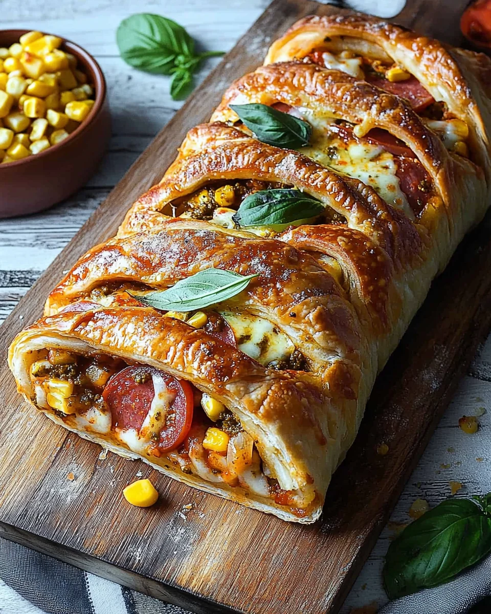 Pizza-Strudel aus fertigem Pizzateig