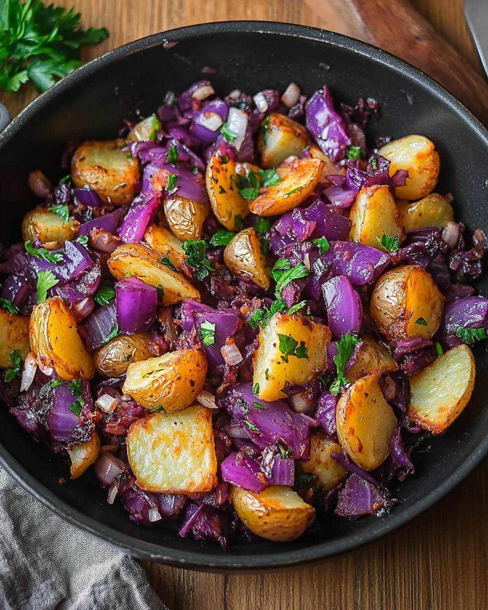 Rotkohl Pfanne mit Kartoffeln