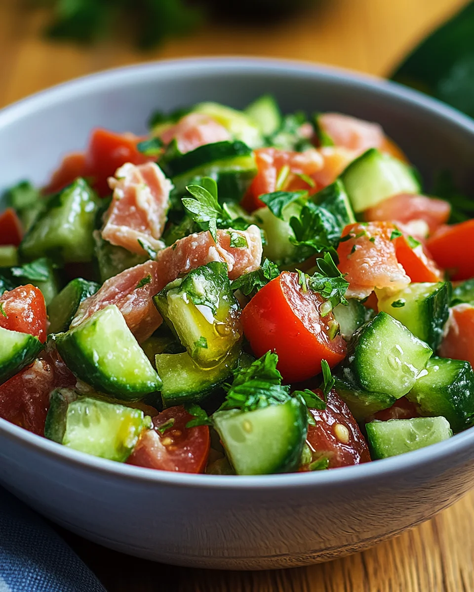 Schneller Thunfischsalat mit Gurke und Tomate