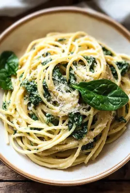 Spaghetti mit Spinat Frischkäse-Sauce 25 Spaghetti mit Spinat Frischkäse-Sauce