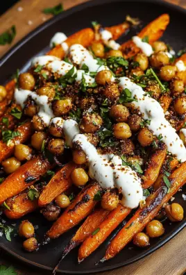 Spicy Maple-Roasted Carrots with Crispy Chickpeas and Yogurt Sauce