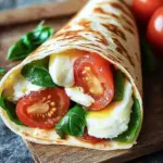 Vegetarischer Wrap mit Tomate und Mozzarella