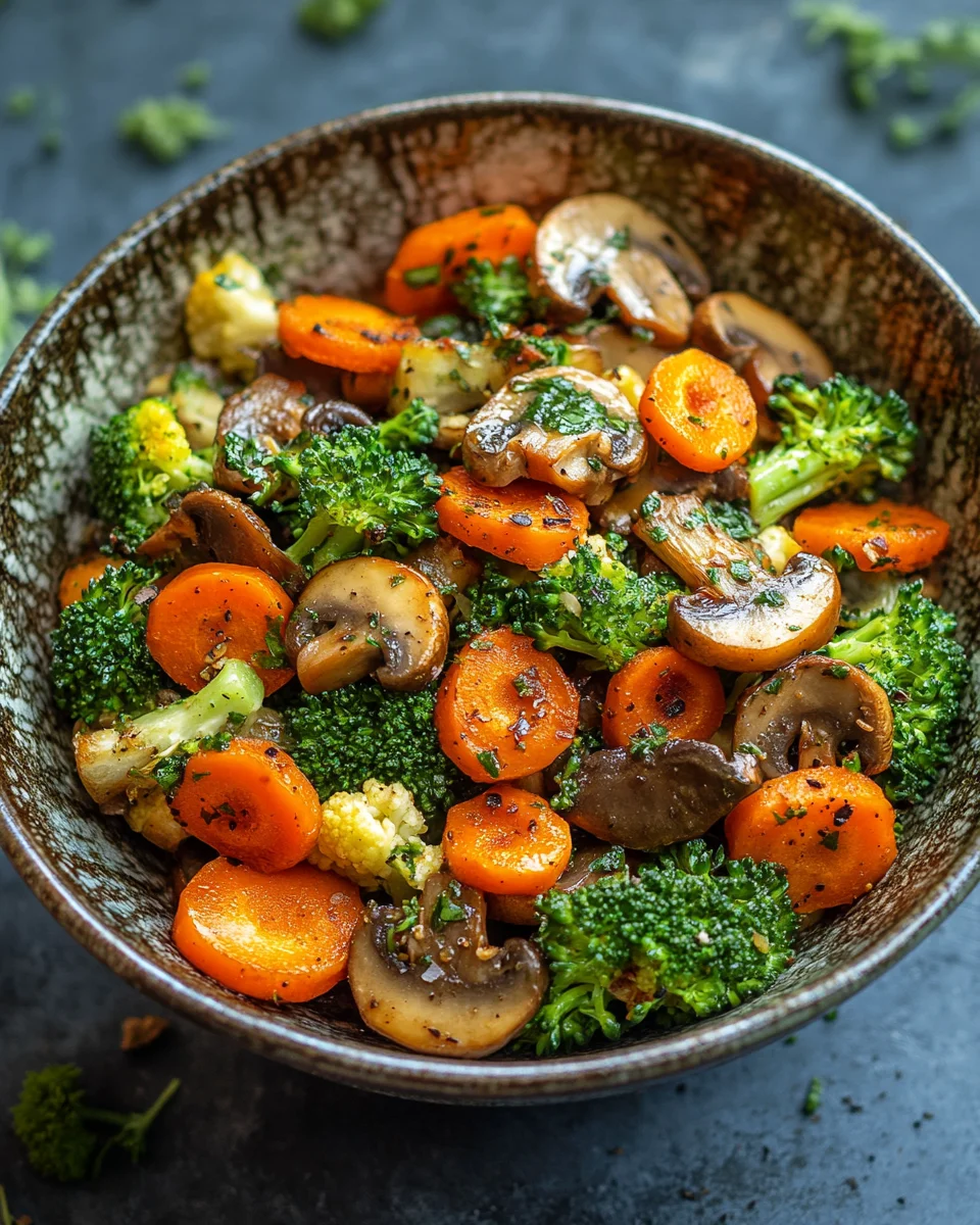 15-Minuten-Pfanne mit Champignons, Brokkoli und Karotten 21 15-Minuten-Pfanne