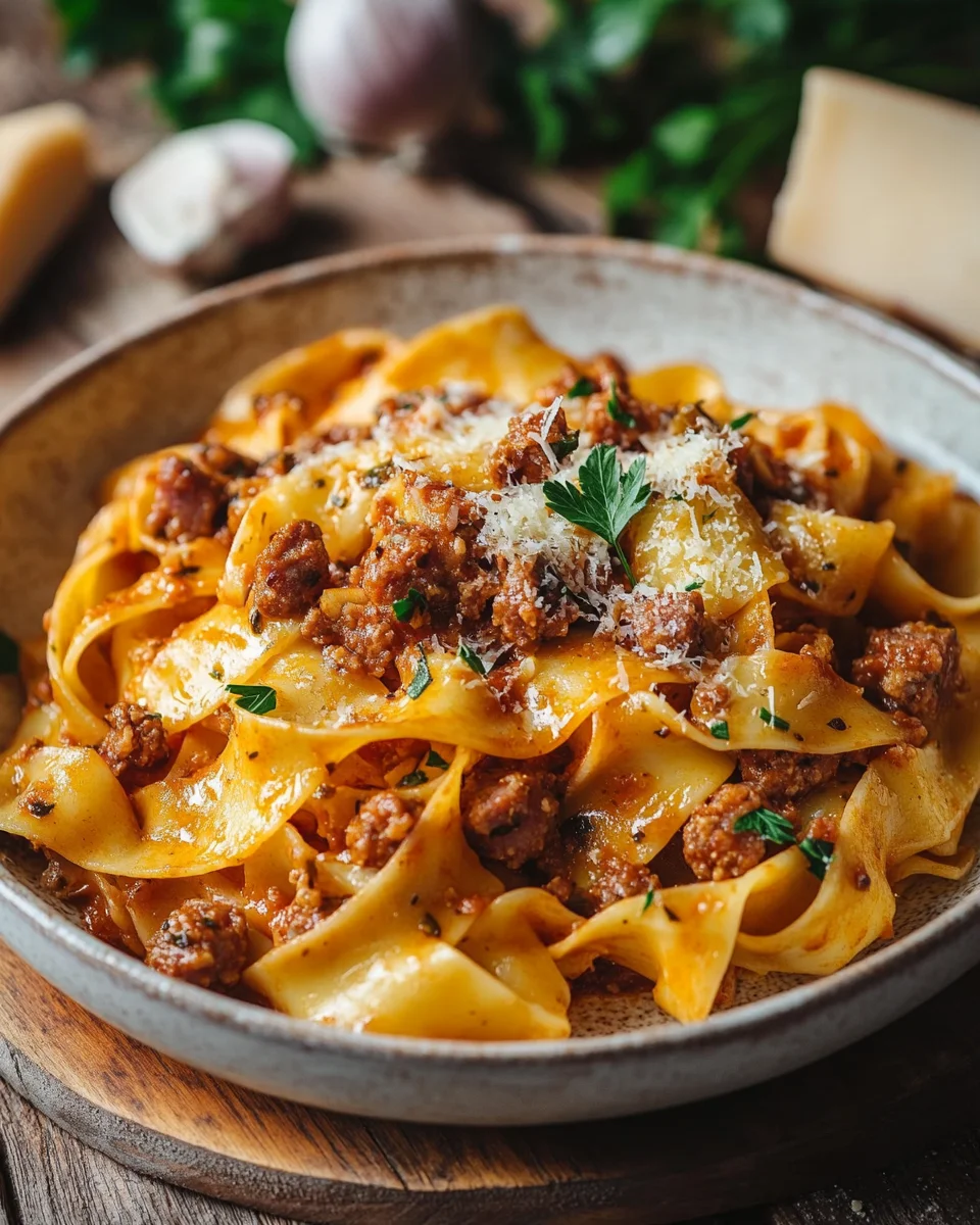 Cremige kalabrische Chili-Pappardelle mit Wurst und Fenchel 23 Cremige