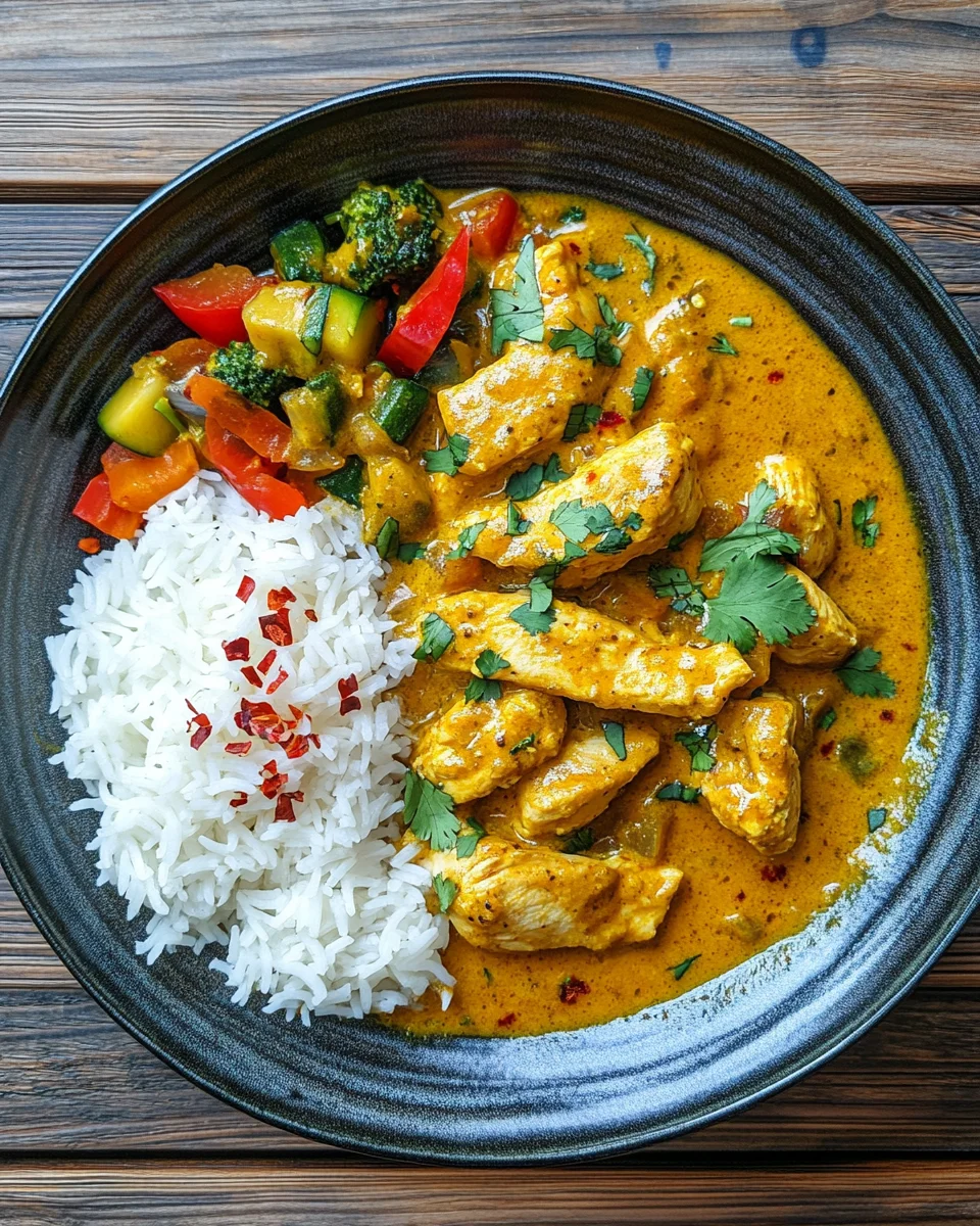 Curry-Geschnetzeltes mit Reis
