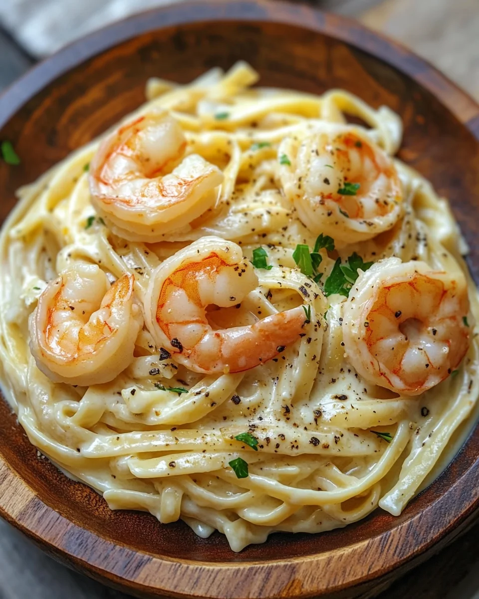 Fettuccine Alfredo mit Garnelen 20 Fettuccine