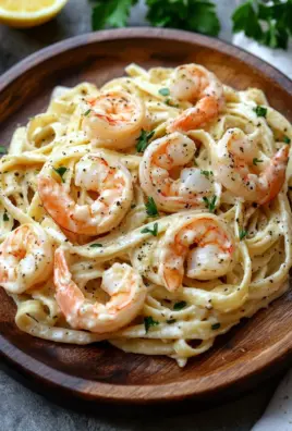 Fettuccine Alfredo mit Garnelen