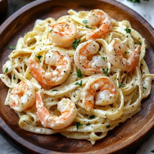 Fettuccine Alfredo mit Garnelen