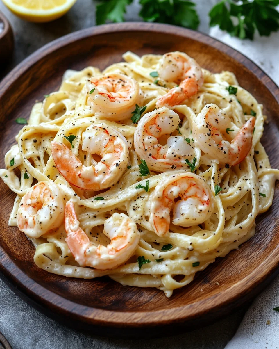 Fettuccine Alfredo mit Garnelen 22 Fettuccine Alfredo mit Garnelen