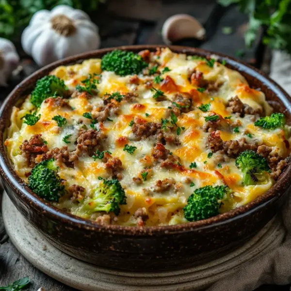 Fitness Auflauf mit Brokkoli und Hackfleisch