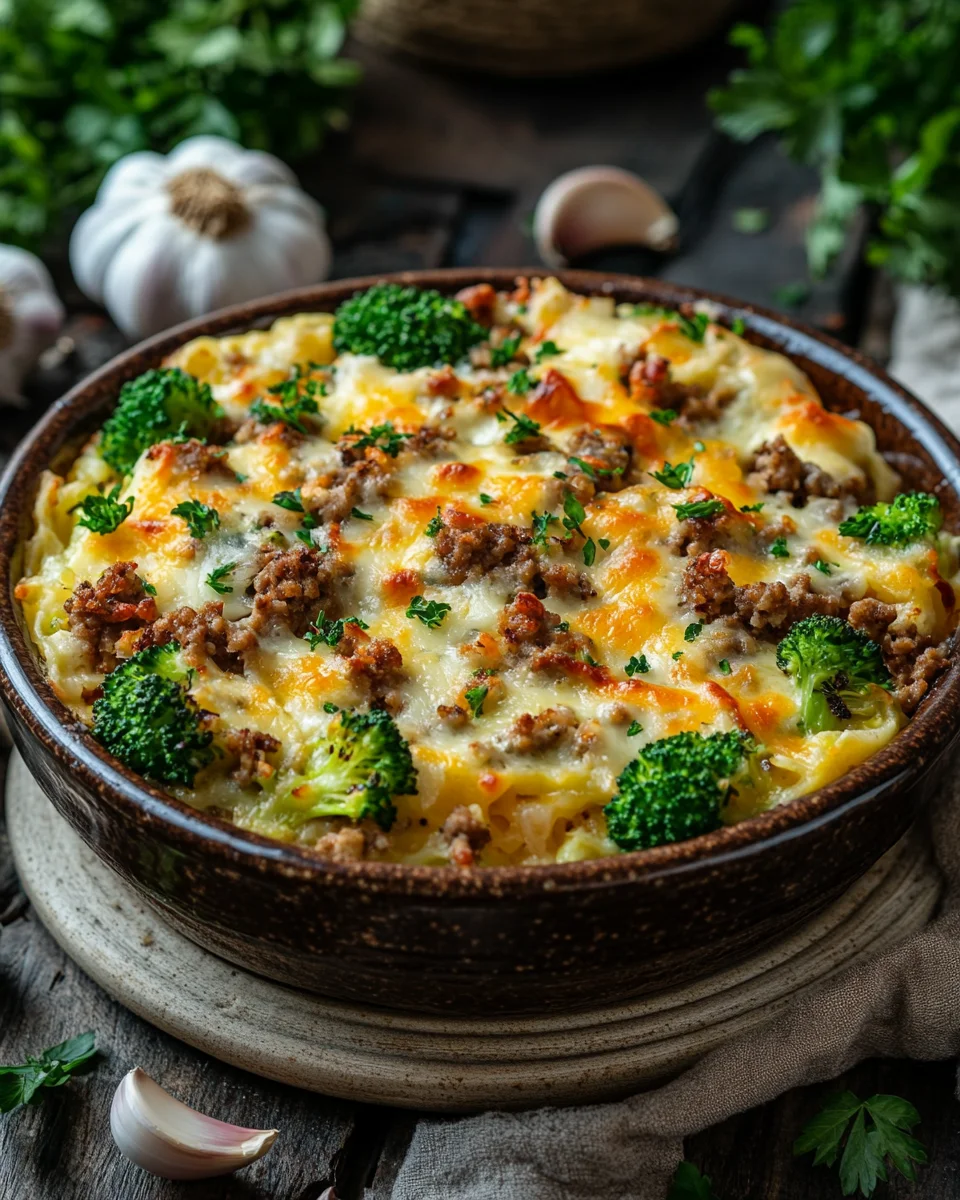 Fitness Auflauf mit Brokkoli und Hackfleisch