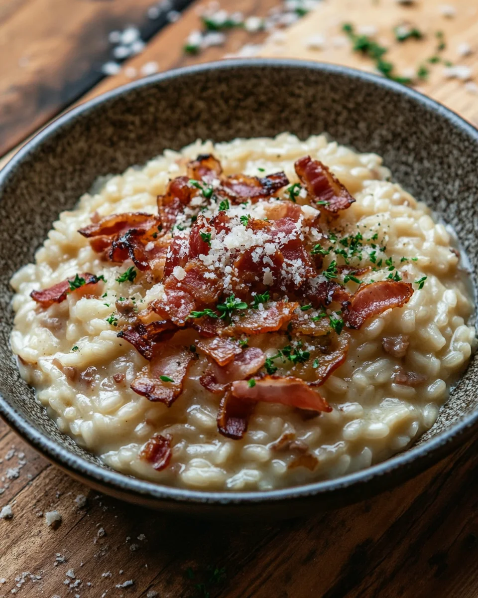 Französisches Zwiebel und Speck Risotto