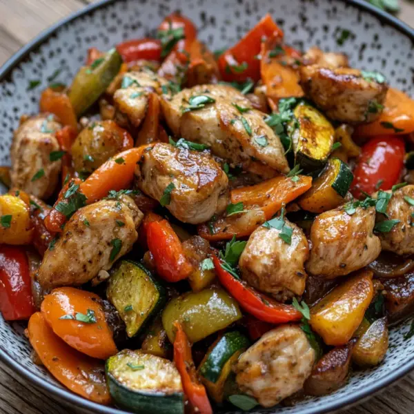 Gemüsepfanne mit Hähnchen