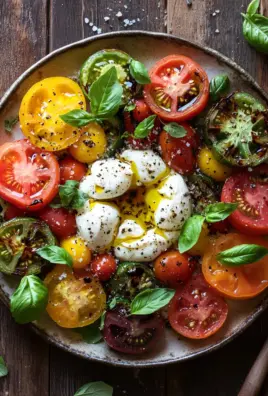 Italienischer Burrata-Caprese-Salat aus Heirloom-Tomaten