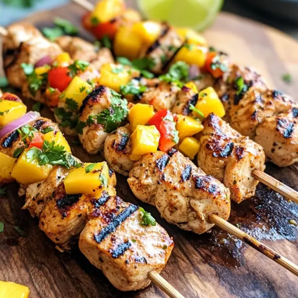 Karibische Hähnchenspieße mit Mango-Salsa