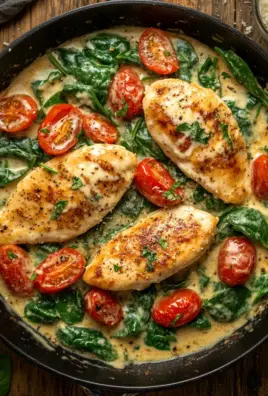 Keto Hähnchen-Spinat-Tomaten-Pfanne