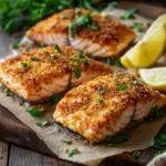 Krosse im Ofen gebackene Parmesan-Krustenlachsfilets