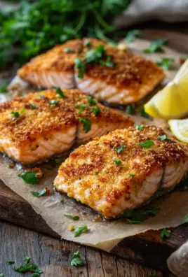 Krosse im Ofen gebackene Parmesan-Krustenlachsfilets
